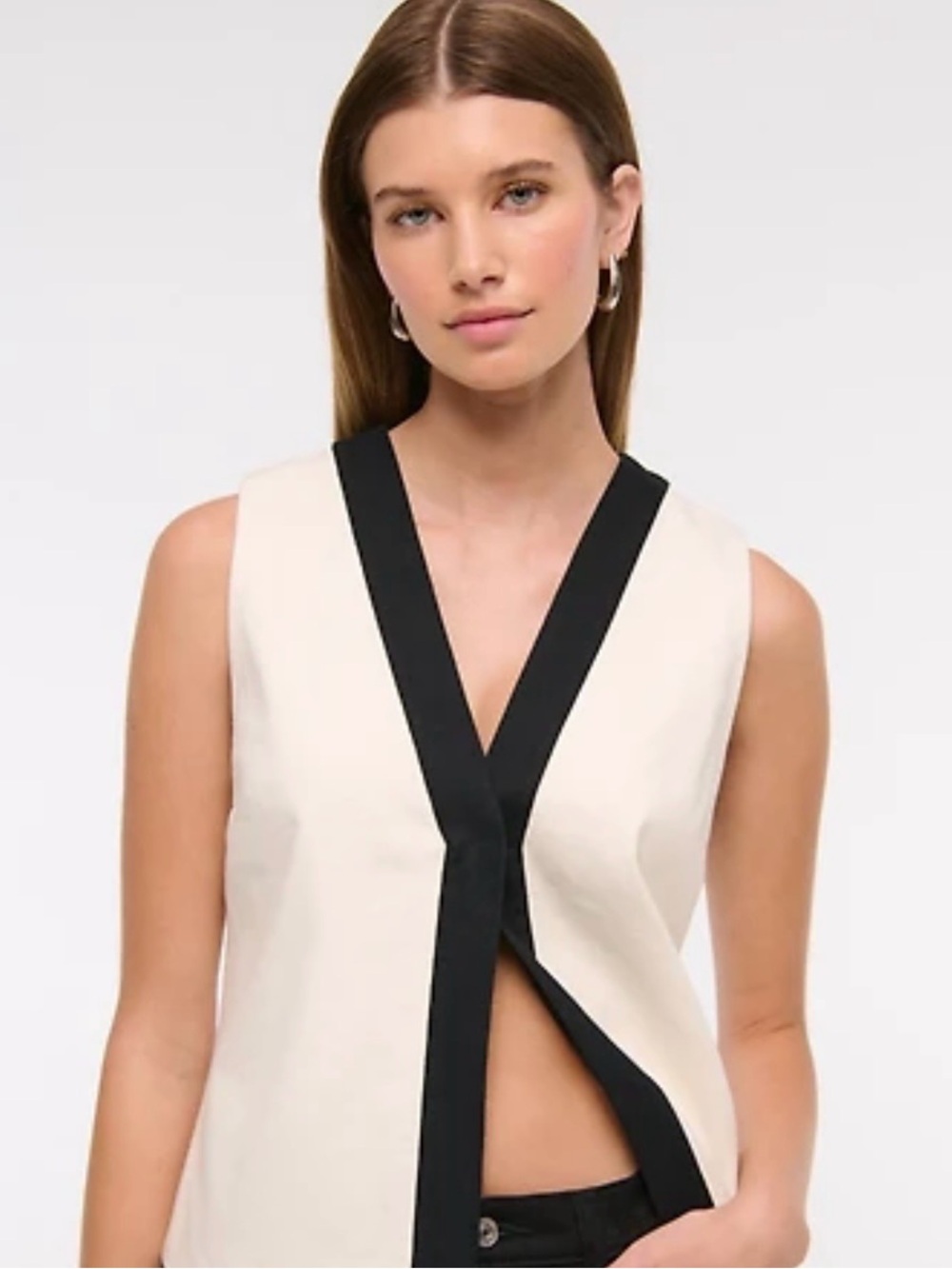 Abercrombie & Fitch Linen & Cotton Blend One Button Vest